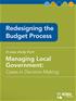 Redesigning the Budget Process, Managing Local Government: Cases in Decision Making