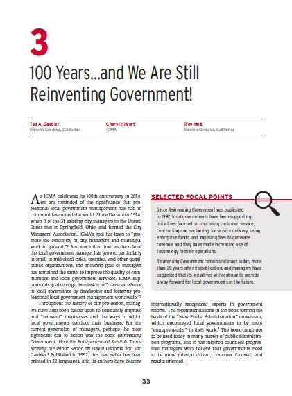 100 Years . . . and We Are Still Reinventing Government! (e-Document)