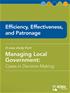 Efficiency, Effectiveness, and Patronage, Managing Local Government: Cases in Decision Making